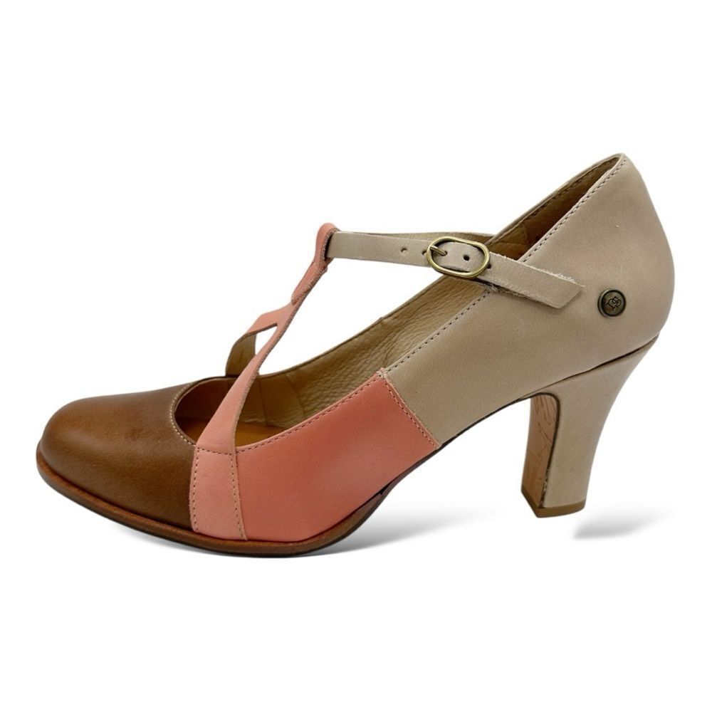 Retro Neosens Tricolor Kitten Heels Style 694 Made in Spain Size EU 40 US 9.5 - Picture 2 of 15